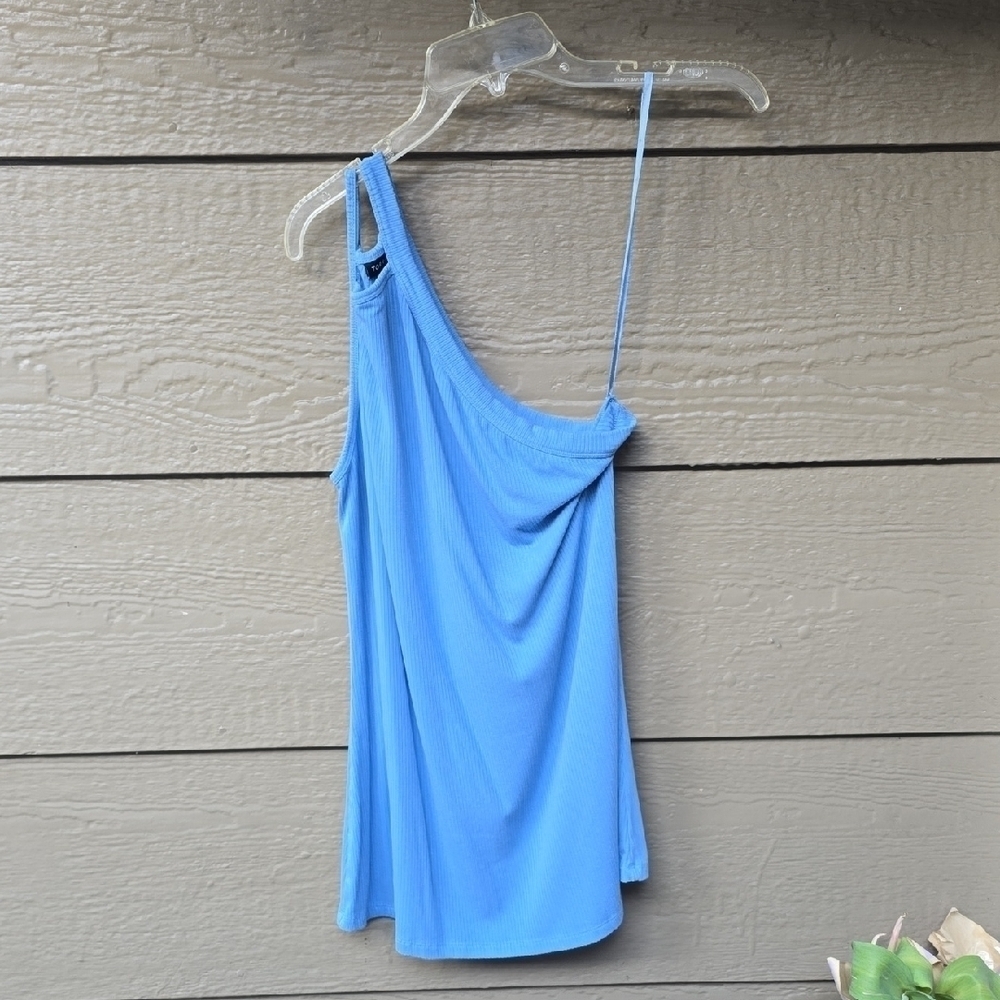 Tory Blue Ribbed One Shoulder Tank - Picture 6 of 12